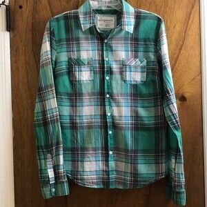 Aeropostale Green Plaid Blouse - Jr Lg.